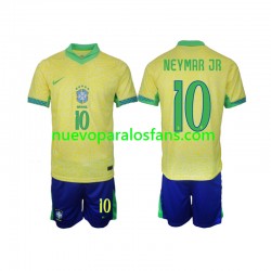 Camiseta de Fútbol Brasil Neymar JR 10 Niño Casa 2024 Manga Corta