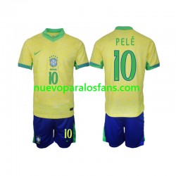 Camiseta de Fútbol Brasil PELE 10 Niño Casa 2024 Manga Corta