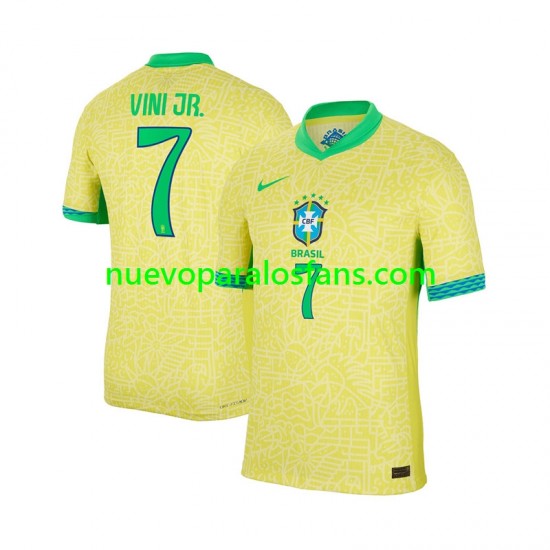 Camiseta de Fútbol Brasil VINI JR 7 Hombre Casa 2024 Manga Corta