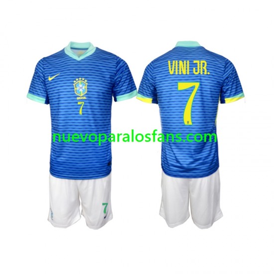 Camiseta de Fútbol Brasil VINI JR 7 Niño Exterior 2024 Manga Corta