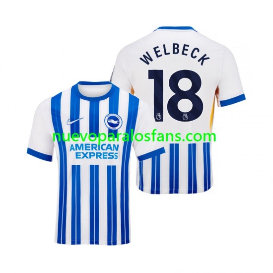 Camiseta de Fútbol Brighton & Hove Albion WELBECK 18 Hombre Casa 2024-2025 Manga Corta