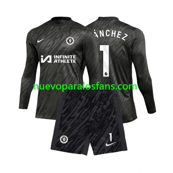 Camiseta de Fútbol Chelsea Robert Sanchez 1 Portero Niño Exterior 2024-2025 Manga Larga