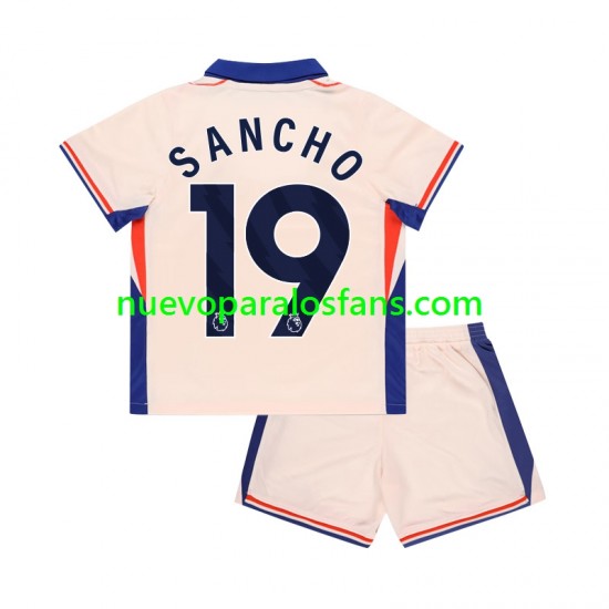 Camiseta de Fútbol Chelsea Jadon Sancho 19 Niño Exterior 2024-2025 Manga Corta