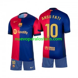 Camiseta de Fútbol FC Barcelona Ansu Fati 10 Niño Casa 2024-2025 Manga Corta