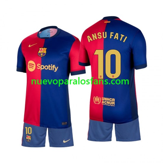 Camiseta de Fútbol FC Barcelona Ansu Fati 10 Niño Casa 2024-2025 Manga Corta