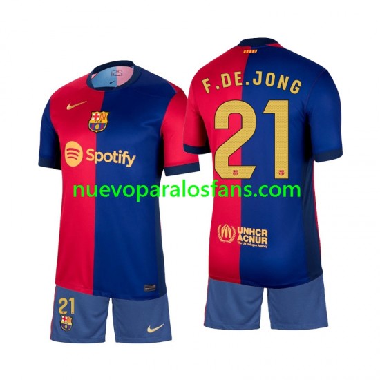 Camiseta de Fútbol FC Barcelona Frenkie de Jong 21 Niño Casa 2024-2025 Manga Corta