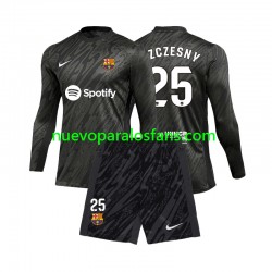 Camiseta de Fútbol FC Barcelona Wojciech Szczesny 25 Portero Niño Exterior 2024-2025 Manga Larga