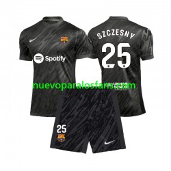 Camiseta de Fútbol FC Barcelona Wojciech Szczesny 25 Portero Niño Exterior 2024-2025 Manga Corta