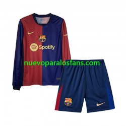 Camiseta de Fútbol FC Barcelona Niño Casa 2024-2025 Manga Larga