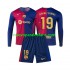 Camiseta de Fútbol FC Barcelona Lamine Yamal 19 Niño Casa 2024-2025 Manga Larga