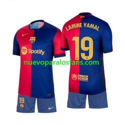 Camiseta de Fútbol FC Barcelona Lamine Yamal 19 Niño Casa 2024-2025 Manga Corta