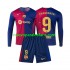 Camiseta de Fútbol FC Barcelona Lewandowski 9 Niño Casa 2024-2025 Manga Larga