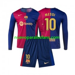 Camiseta de Fútbol FC Barcelona Lionel Messi 10 Niño Casa 2024-2025 Manga Larga
