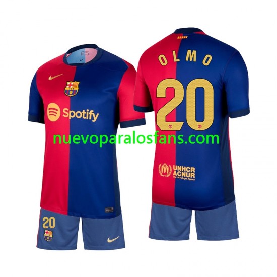 Camiseta de Fútbol FC Barcelona Olmo 20 Niño Casa 2024-2025 Manga Corta