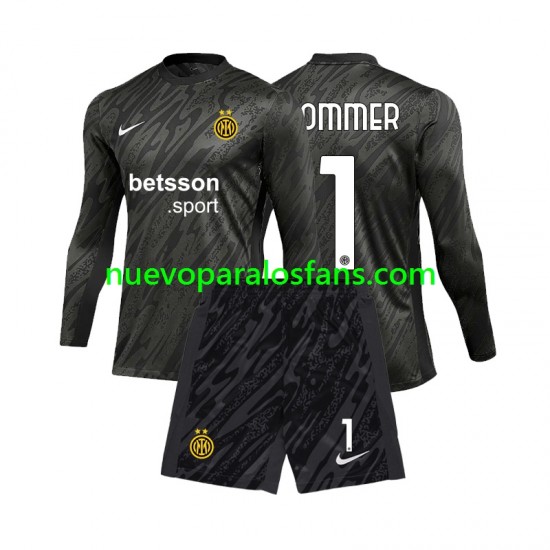 Camiseta de Fútbol Inter Milan Yann Sommer 1 Portero Niño Tercera 2024-2025 Manga Larga