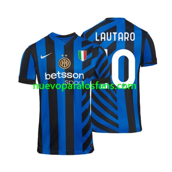 Camiseta de Fútbol Inter Milan Lautaro 10 Hombre Casa 2024-2025 Manga Corta
