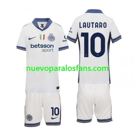 Camiseta de Fútbol Inter Milan Lautaro 10 Niño Exterior 2024-2025 Manga Corta