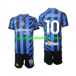Camiseta de Fútbol Inter Milan Lautaro 10 Niño Casa 2024-2025 Manga Corta