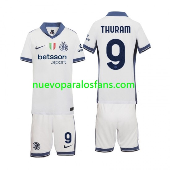 Camiseta de Fútbol Inter Milan Marcus Thuram 9 Niño Exterior 2024-2025 Manga Corta