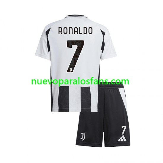 Camiseta de Fútbol Juventus Cristiano Ronaldo 7 Niño Casa 2024-2025 Manga Corta