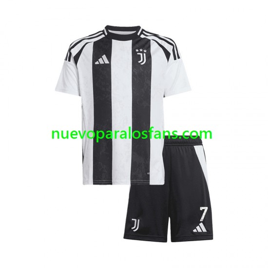 Camiseta de Fútbol Juventus Cristiano Ronaldo 7 Niño Casa 2024-2025 Manga Corta