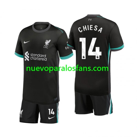 Camiseta de Fútbol Liverpool Chiesa 14 Niño Exterior 2024-2025 Manga Corta
