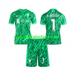 Camiseta de Fútbol Liverpool Alisson Becker 1 Portero Niño Exterior 2024-2025 Manga Corta