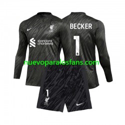 Camiseta de Fútbol Liverpool Alisson Becker 1 Portero Niño Casa 2024-2025 Manga Larga