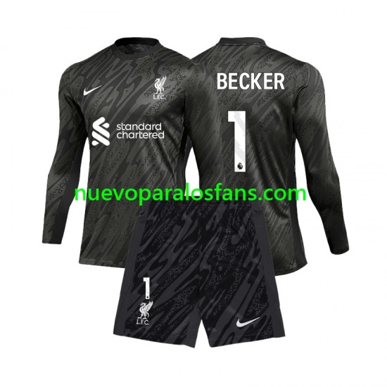 Camiseta de Fútbol Liverpool Alisson Becker 1 Portero Niño Casa 2024-2025 Manga Larga