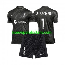 Camiseta de Fútbol Liverpool Alisson Becker 1 Portero Niño Casa 2024-2025 Manga Corta