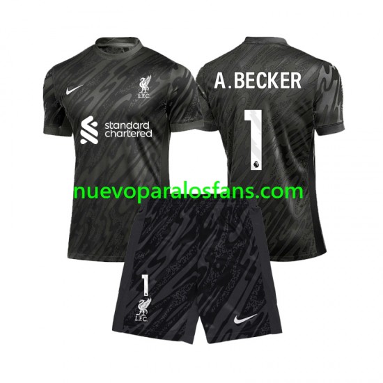 Camiseta de Fútbol Liverpool Alisson Becker 1 Portero Niño Casa 2024-2025 Manga Corta