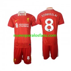 Camiseta de Fútbol Liverpool Szoboszlai 8 Niño Casa 2024-2025 Manga Corta