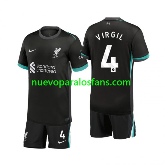 Camiseta de Fútbol Liverpool Virgil 4 Niño Exterior 2024-2025 Manga Corta
