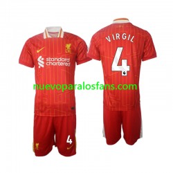 Camiseta de Fútbol Liverpool Virgil 4 Niño Casa 2024-2025 Manga Corta