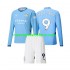 Camiseta de Fútbol Manchester City Erling Haaland 9 Niño Casa 2024-2025 Manga Larga