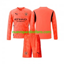 Camiseta de Fútbol Manchester City Portero Niño Exterior 2024-2025 Manga Larga