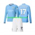 Camiseta de Fútbol Manchester City Kevin De Bruyne 17 Niño Casa 2024-2025 Manga Larga