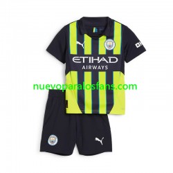 Camiseta de Fútbol Manchester City Niño Exterior 2024-2025 Manga Corta