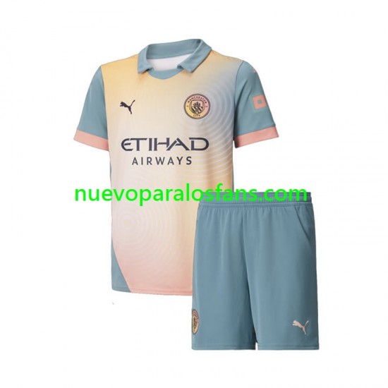 Camiseta de Fútbol Manchester City Niño Cuarto 2024-2025 Manga Corta