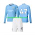 Camiseta de Fútbol Manchester City Phil Foden 47 Niño Casa 2024-2025 Manga Larga