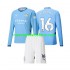 Camiseta de Fútbol Manchester City Rodri 16 Niño Casa 2024-2025 Manga Larga