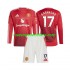 Camiseta de Fútbol Manchester United Alejandro Garnacho 17 Niño Casa 2024-2025 Manga Larga