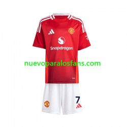 Camiseta de Fútbol Manchester United Cristiano Ronaldo 7 Niño Casa 2024-2025 Manga Corta