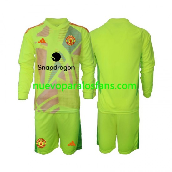 Camiseta de Fútbol Manchester United Portero Niño Exterior 2024-2025 Manga Larga