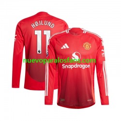 Camiseta de Fútbol Manchester United Rasmus Hojlund 11 Hombre Casa 2024-2025 Manga Larga