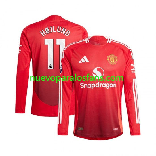 Camiseta de Fútbol Manchester United Rasmus Hojlund 11 Hombre Casa 2024-2025 Manga Larga