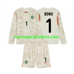 Camiseta de Fútbol Marruecos Yassine Bounou 1 Portero Niño Exterior 2024 Manga Larga