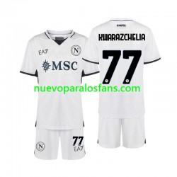 Camiseta de Fútbol Napoli Khvicha Kvaratskhelia 77 Niño Exterior 2024-2025 Manga Corta