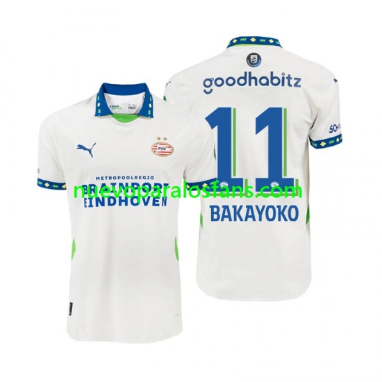 Camiseta de Fútbol PSV Eindhoven Johan Bakayoko 11 Hombre Exterior 2024-2025 Manga Corta