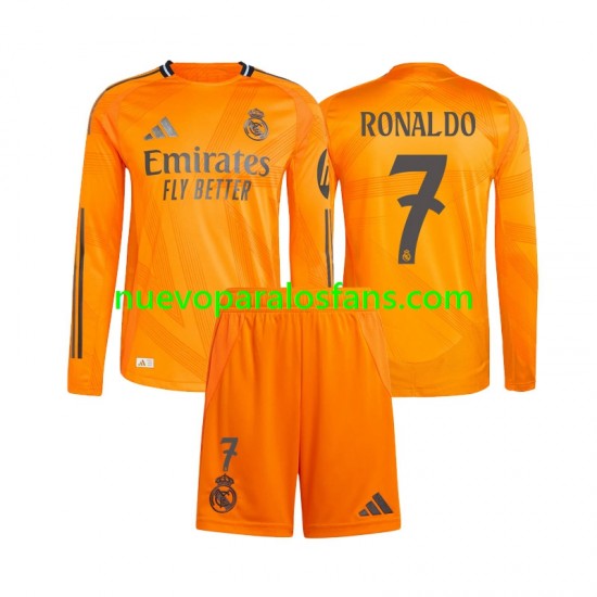Camiseta de Fútbol Real Madrid Cristiano Ronaldo 7 Niño Exterior 2024-2025 Manga Larga